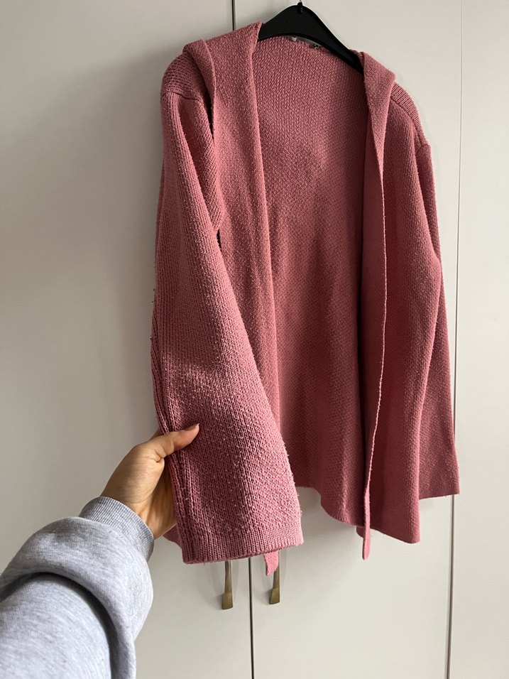 Pembe Örgü Kadın Hırka - Görsel 4