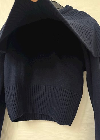 Siyah Örgü Yüksek Yakalı Kadın Kazak - Görsel 4