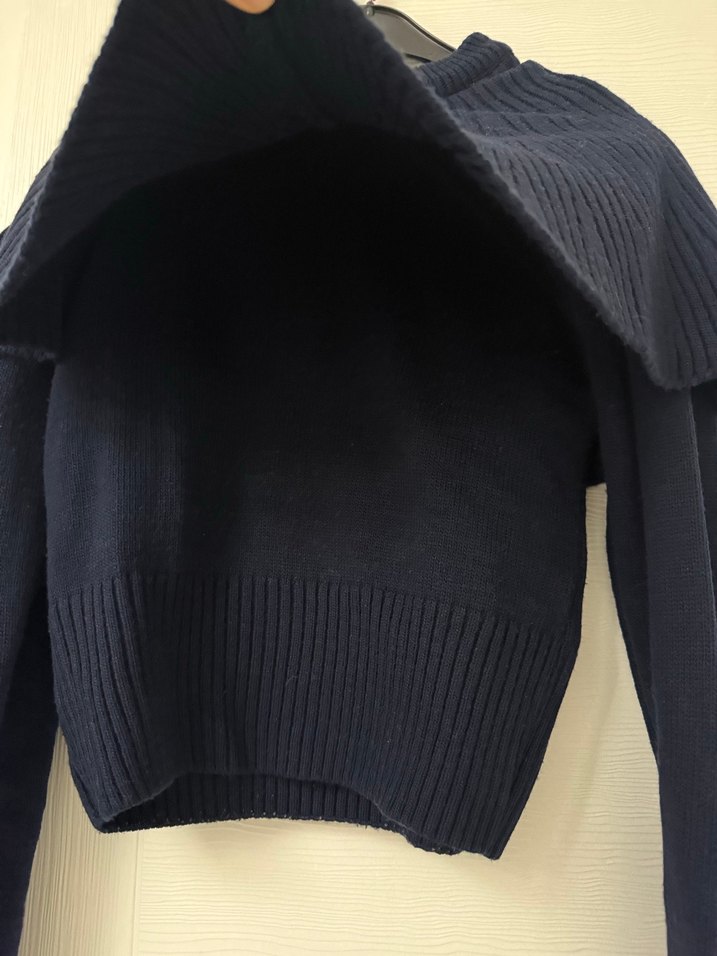 Siyah Örgü Yüksek Yakalı Kadın Kazak - Görsel 4