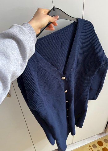 Düğmeli Lacivert Midi Kadın Hırka - Görsel 8