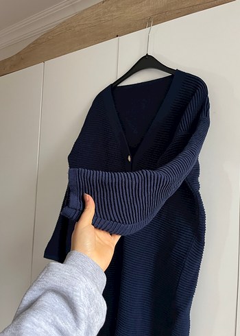 Düğmeli Lacivert Midi Kadın Hırka - Görsel 7