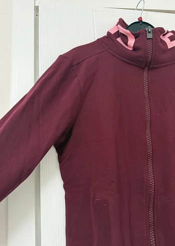 Bordo Fermuarlı Yüksek Yakalı Kadın Ceket - Görsel 3