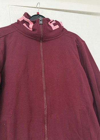 Bordo Fermuarlı Yüksek Yakalı Kadın Ceket - Görsel 5