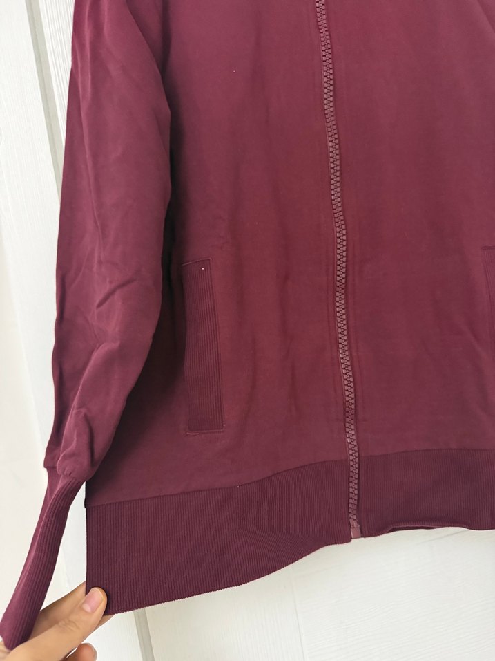 Bordo Fermuarlı Yüksek Yakalı Kadın Ceket - Görsel 4