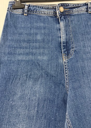 Kadın Mavi Bol Kesim Midi Kot Pantolon - Görsel 6