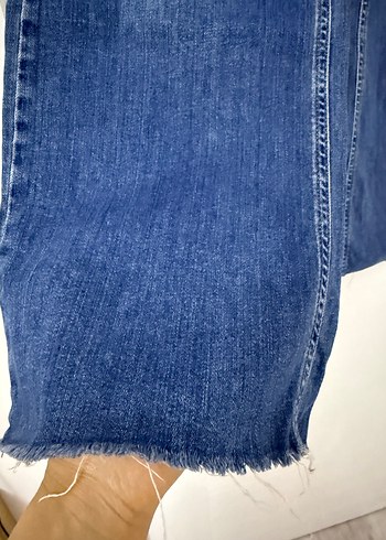 Kadın Mavi Bol Kesim Midi Kot Pantolon - Görsel 2