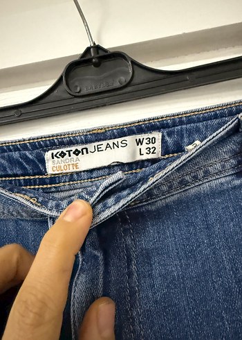 Kadın Mavi Bol Kesim Midi Kot Pantolon - Görsel 5