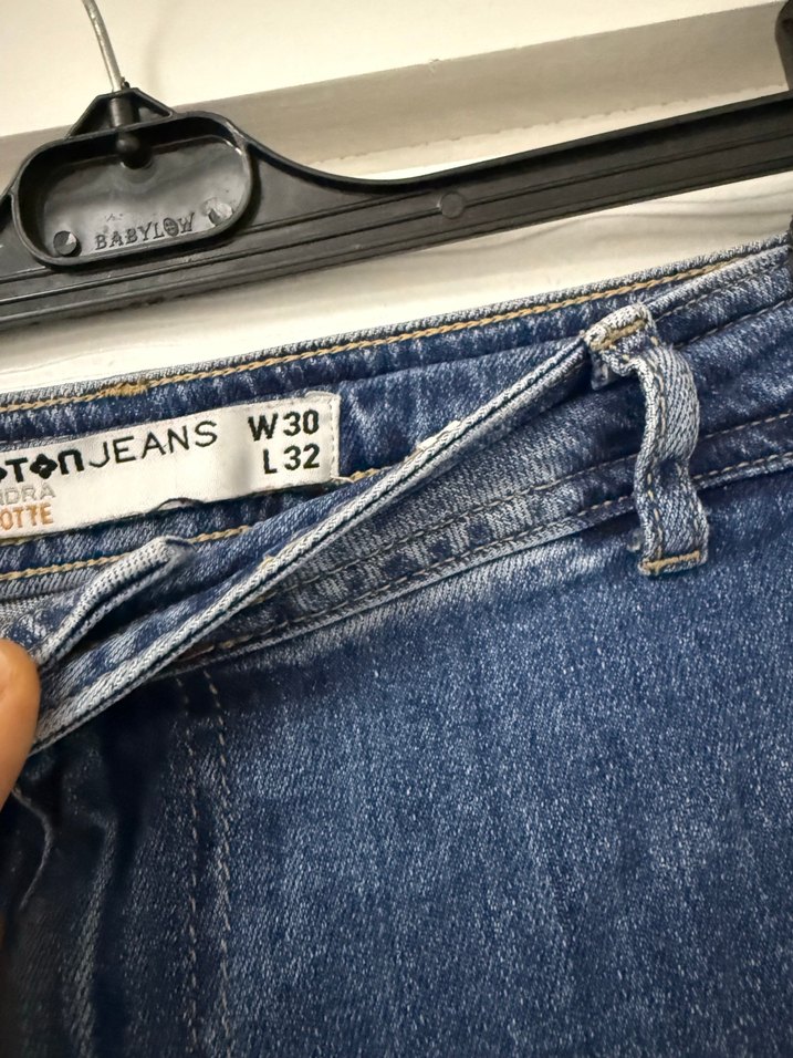 Kadın Mavi Bol Kesim Midi Kot Pantolon - Görsel 4