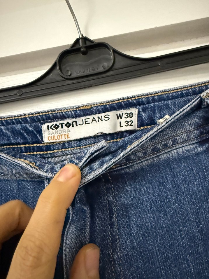 Kadın Mavi Bol Kesim Midi Kot Pantolon - Görsel 5