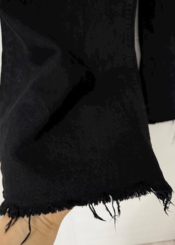 Siyah Salaş Midi Denim Pantolon - Görsel 2