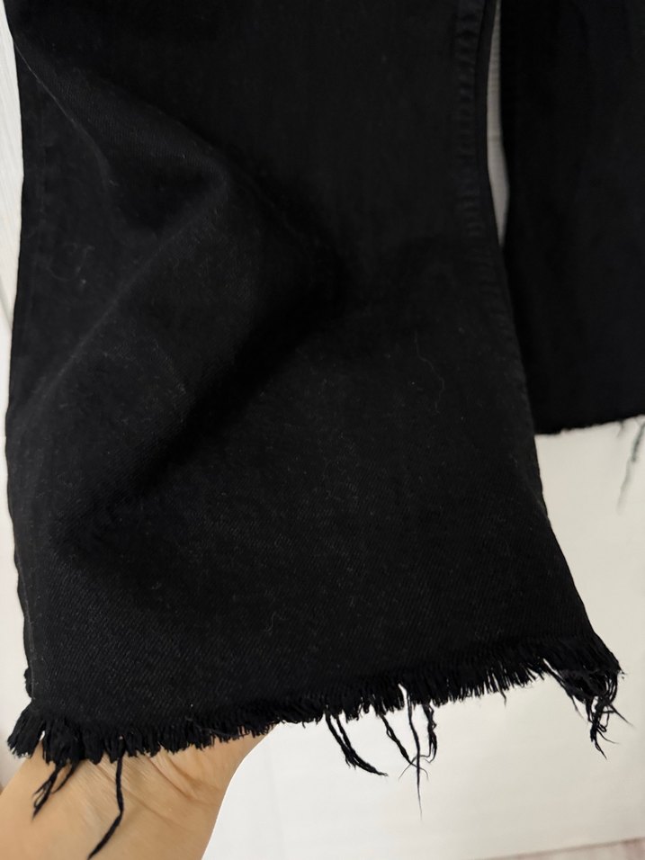 Siyah Salaş Midi Denim Pantolon - Görsel 2