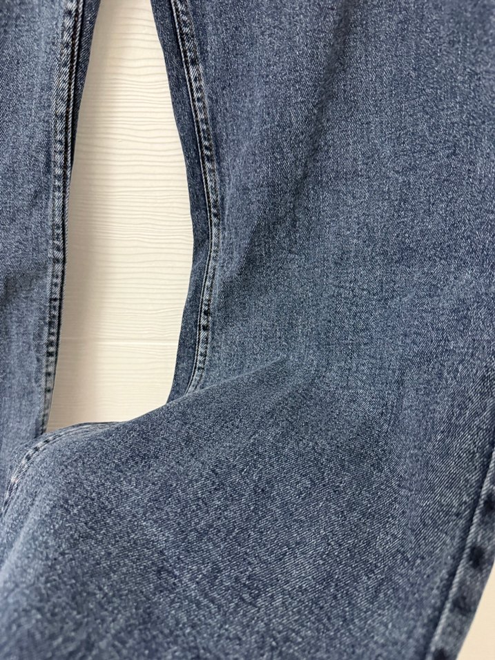 Bel Detaylı Mavi Midi Boy Kadın Kot Pantolon - Görsel 5