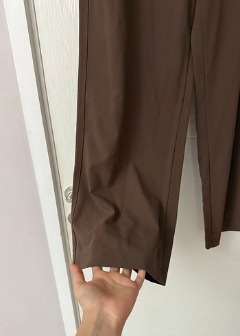 m Beden Kahverengi Midi Kumaş Kadın Pantolon