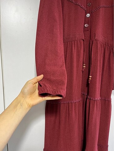 l Beden Bordo elbise