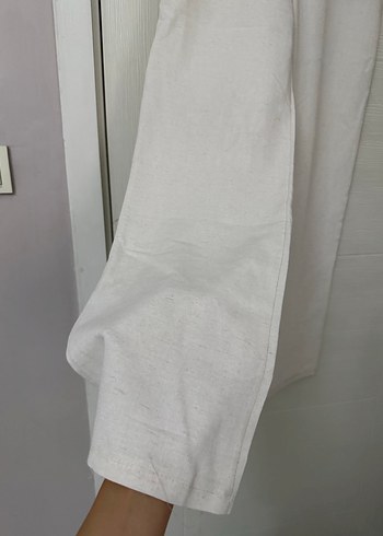Diğer Bej Keten Midi Kadın Kumaş Pantolon