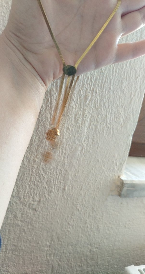 Uzun Zincir Detaylı Bohem Altın Kolye - Görsel 4