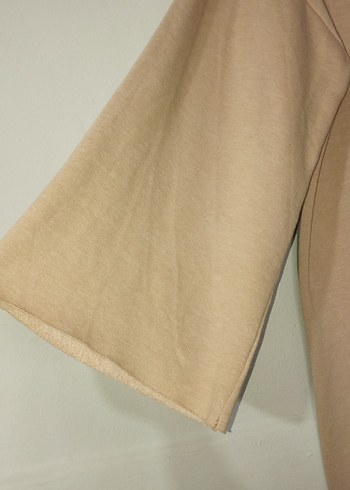 Bej Uzun Kollu Salaş Triko Elbise - Görsel 2