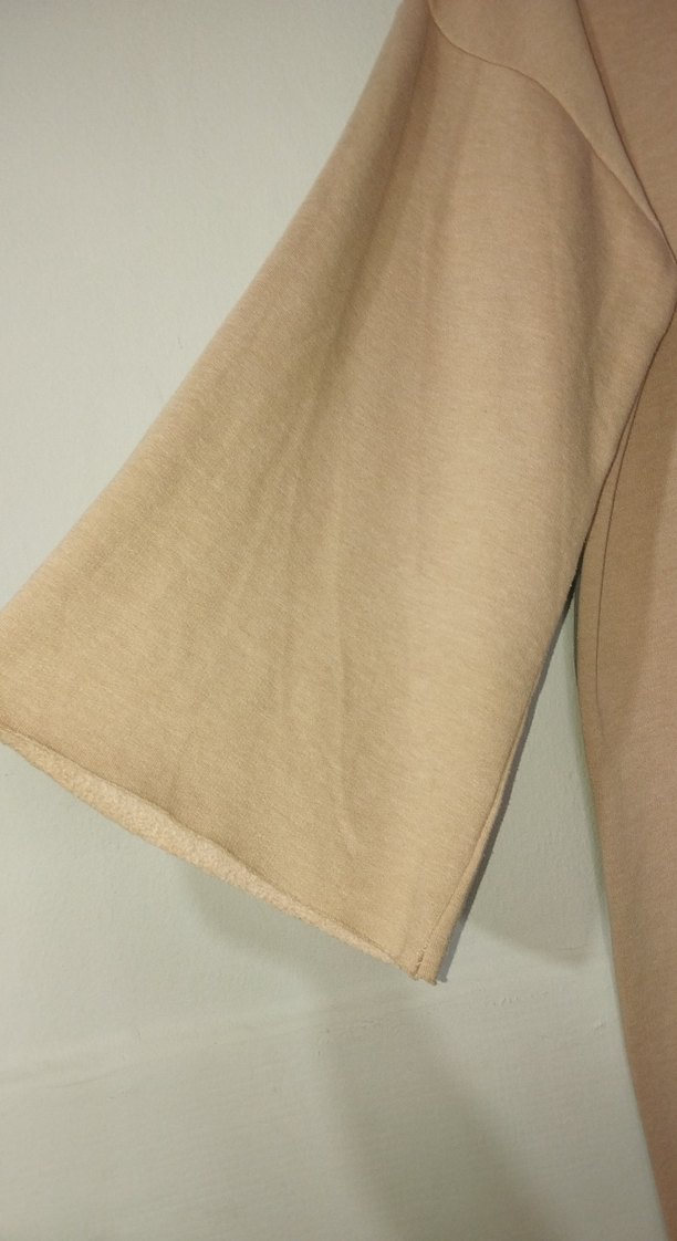 Bej Uzun Kollu Salaş Triko Elbise - Görsel 2