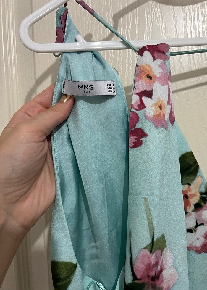 Saten Çiçekli Mango Abiye Tulum - Görsel 5