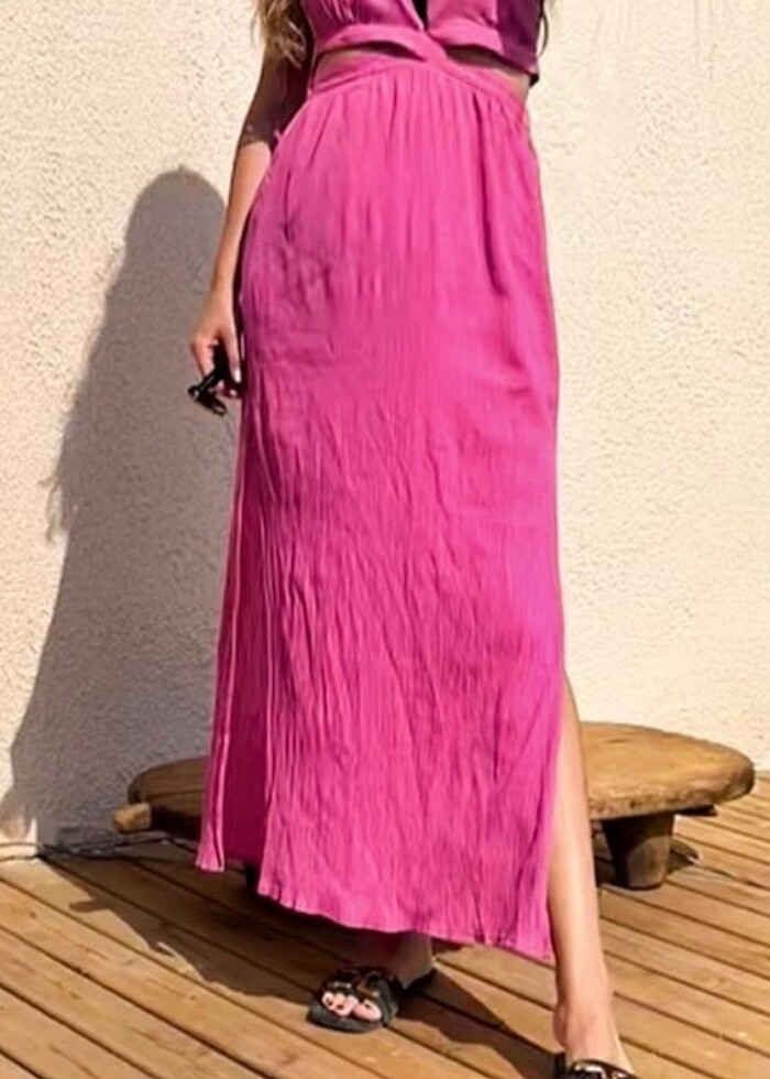 Plaj dekolteli elbise pareo pembe tarz - Görsel 2