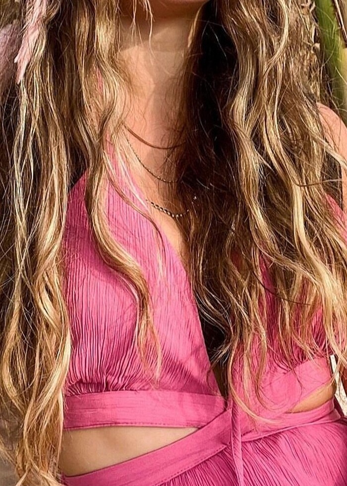 Plaj dekolteli elbise pareo pembe tarz - Görsel 3