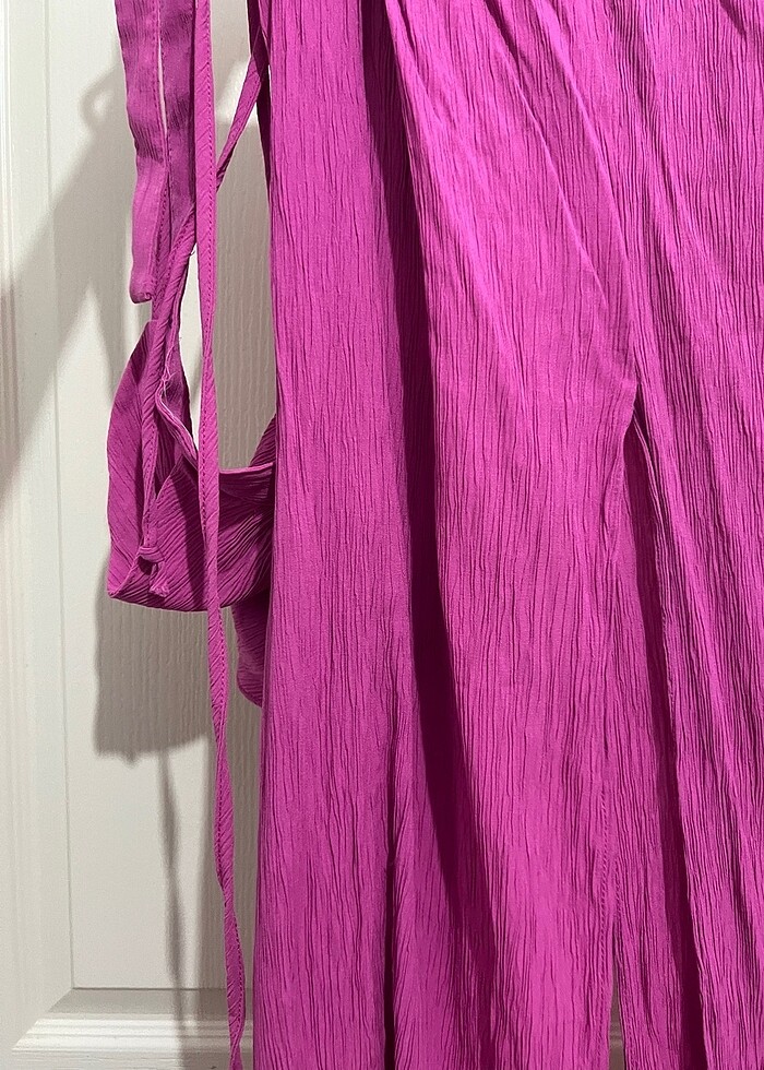 Plaj dekolteli elbise pareo pembe tarz - Görsel 4