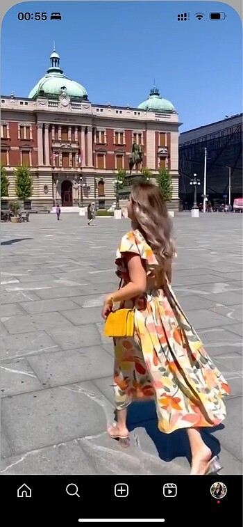 Keten Çiçekli Çok Tarz Elbise - Görsel 4