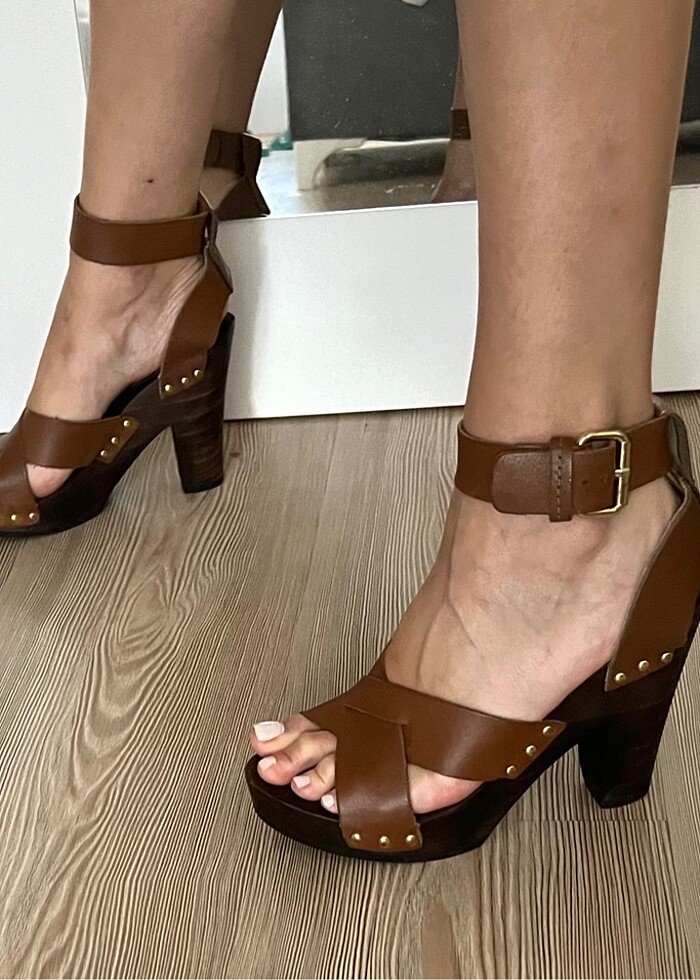 Mango Deri Platform Topuklu Ayakkabı - Görsel 3