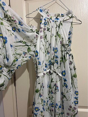 Çiçekli Kısa Çiçekli Abiye Günlük Elbise - Görsel 7