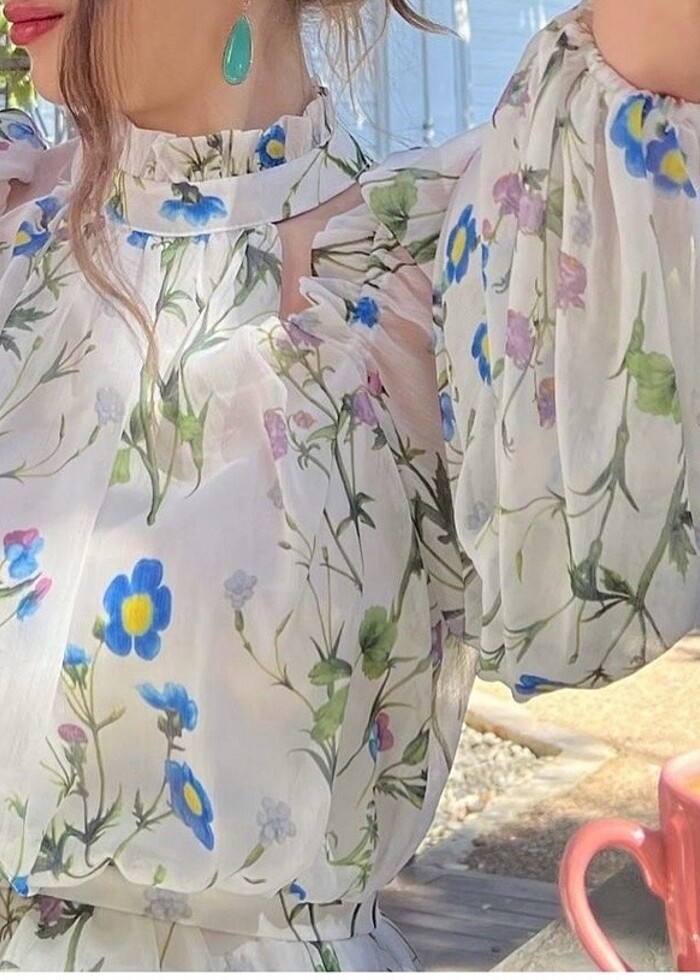 Çiçekli Kısa Çiçekli Abiye Günlük Elbise - Görsel 4