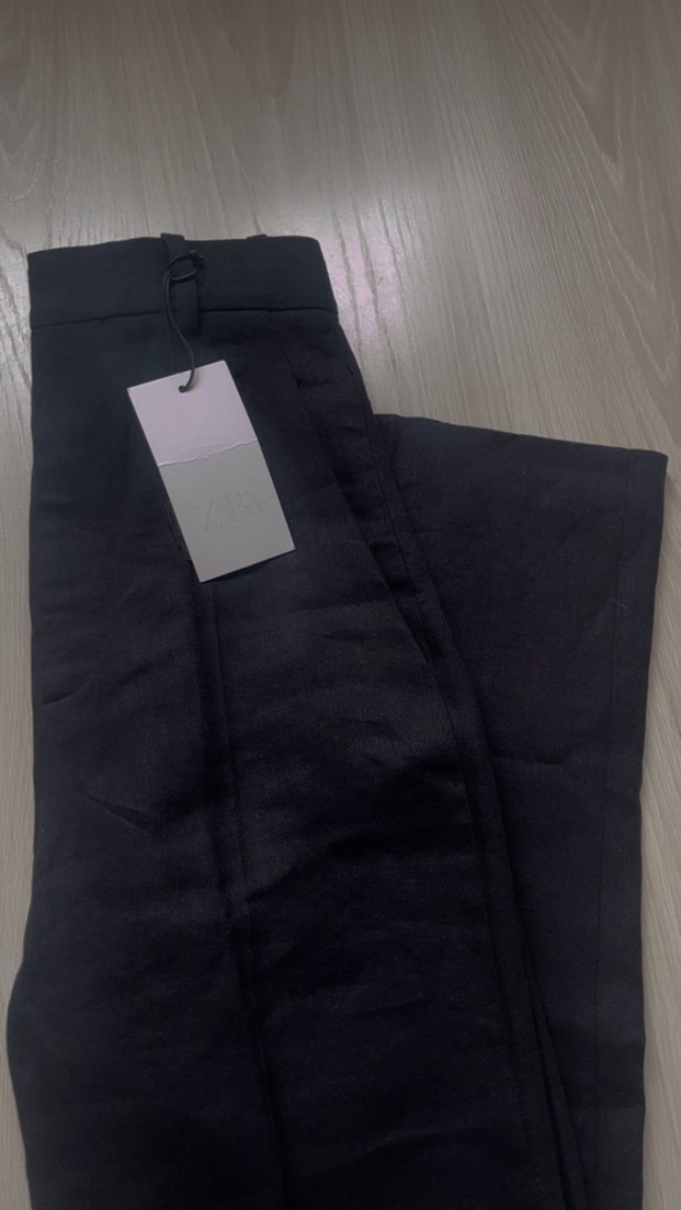 Zara siyah keten pantolon - Görsel 5