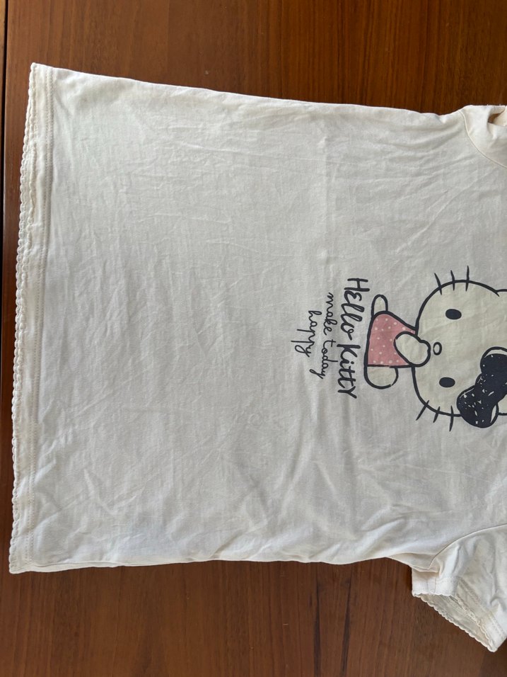 Kız Çocuk Beyaz Baskılı Kısa Kollu Tişört - Görsel 4