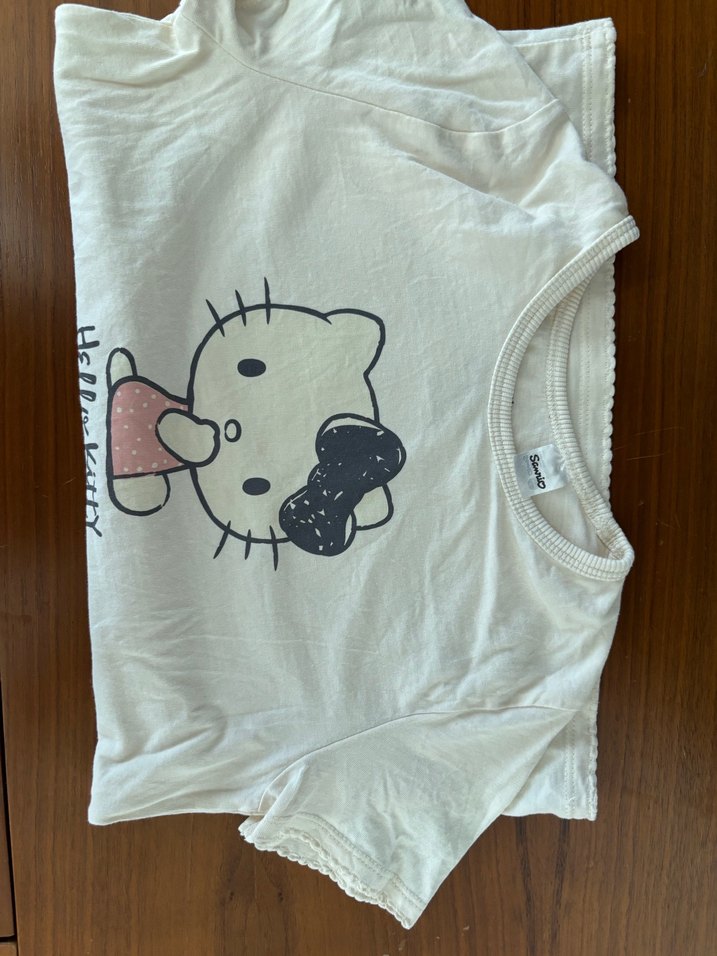 Kız Çocuk Beyaz Baskılı Kısa Kollu Tişört - Görsel 2