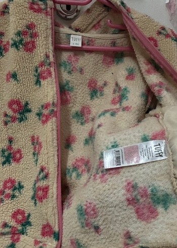 Kız Çocuk Bej Kapüşonlu Çiçekli Ceket - Görsel 6