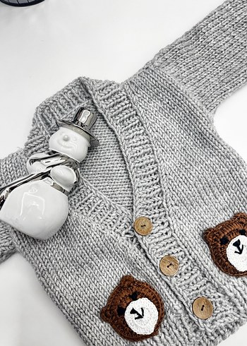Erkek çocuk gri örme yelek - Görsel 2