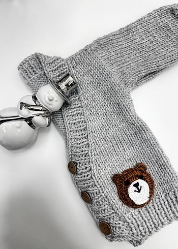 Erkek çocuk gri örme yelek - Görsel 3