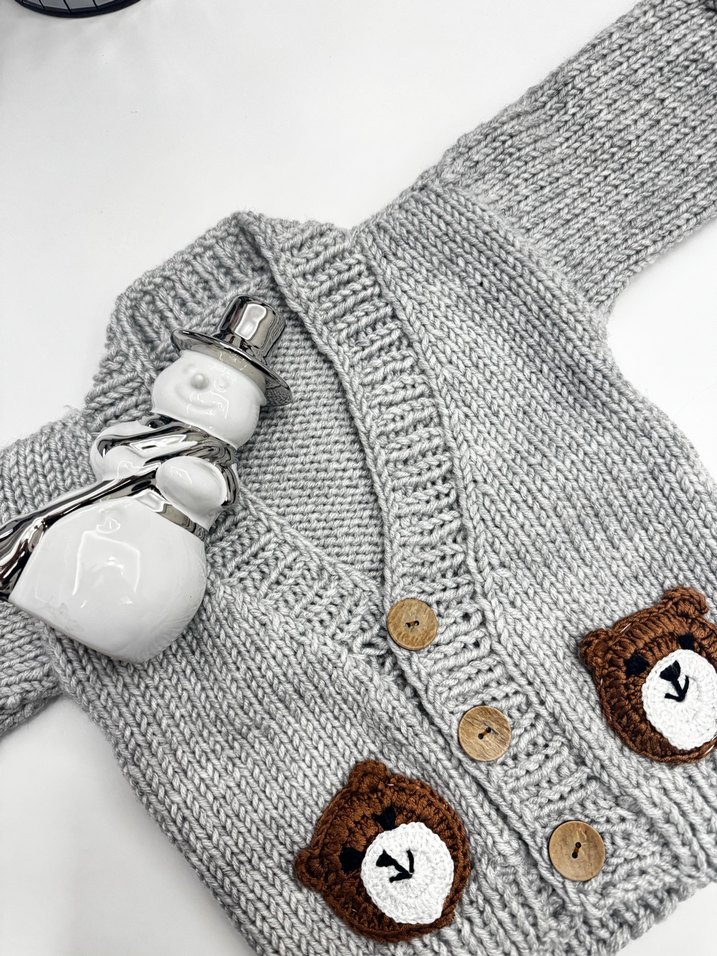 Erkek çocuk gri örme yelek - Görsel 2