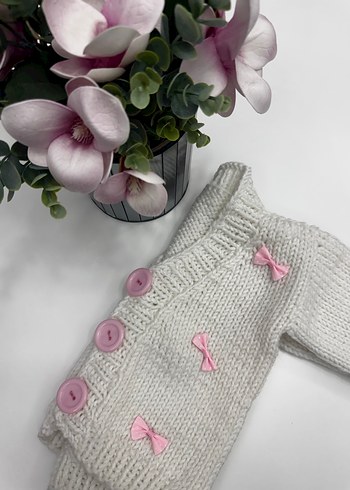 Beyaz Kız Çocuk örgü hırka - Görsel 3