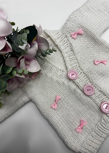 Beyaz Kız Çocuk örgü hırka - Görsel 5