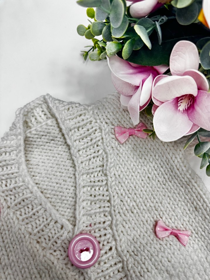 Beyaz Kız Çocuk örgü hırka - Görsel 2