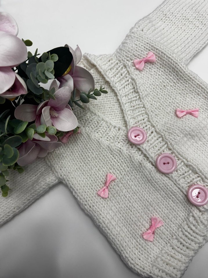 Beyaz Kız Çocuk örgü hırka - Görsel 5