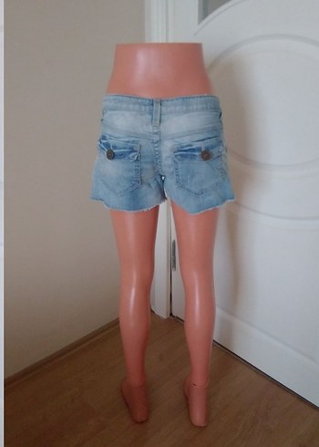 Kadın Açık Mavi Mini Denim Şort - Görsel 6