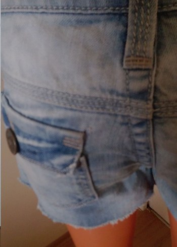 Kadın Açık Mavi Mini Denim Şort - Görsel 7