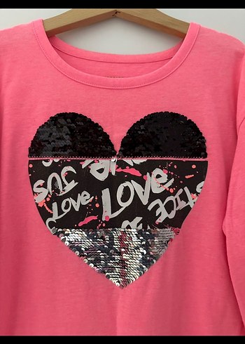 Amerika justice marka Pembe Uzun Kollu Kız Tişörtü Pul Detaylı - Görsel 2