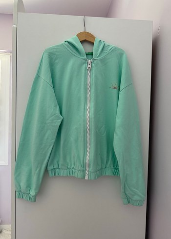 Benetton Kız Çocuk Yeşil Fermuarlı Sweatshirt
