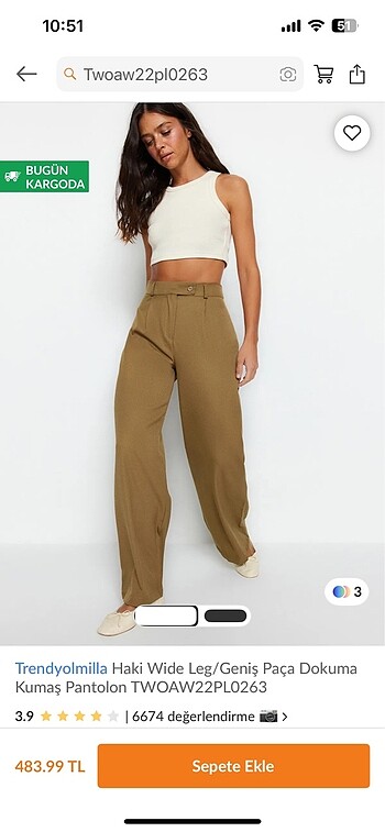 Trendyol & Milla Wide leg kumas pantolon