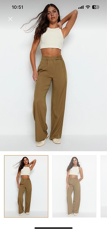 40 Beden kahverengi Renk Wide leg kumas pantolon