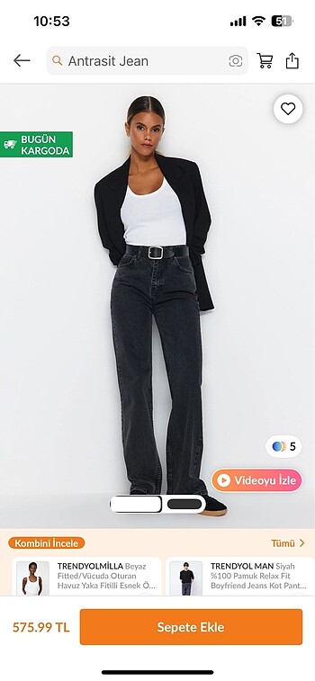 Antrasit yuksel bel wide leg jeans