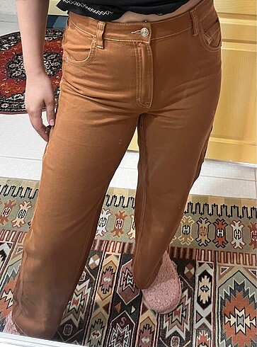 Bershka straight camel pantolon