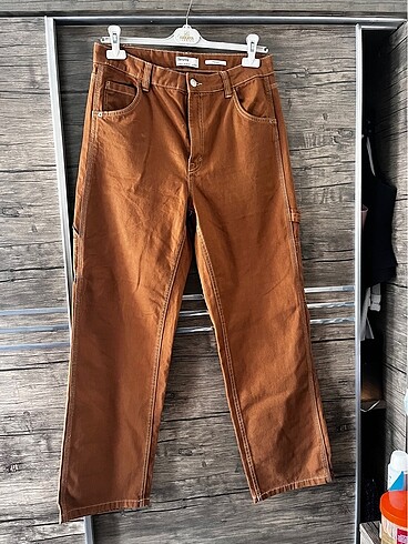 Bershka Bershka straight camel pantolon